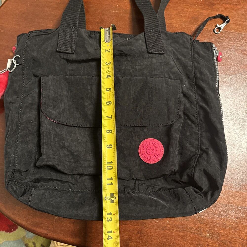 Kipling Expandable Tote Black Side Zip Pink Details - Picture 6 of 16